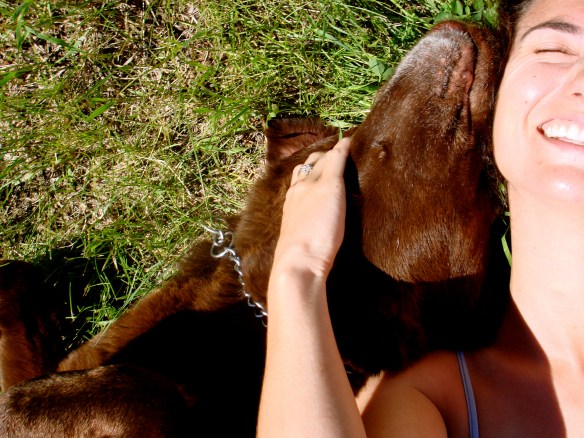 Me and the dog in the grass