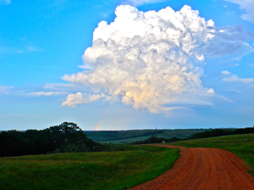 Storm cloud and rainbow