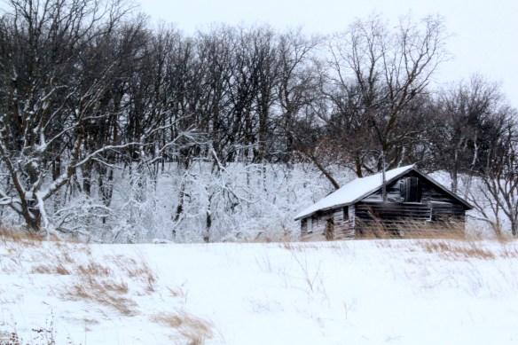 Old shack in winter